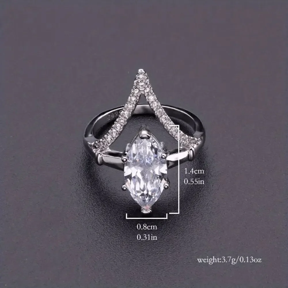White Gold Diamond Marquise Wedding Engagement Anniversary Ring